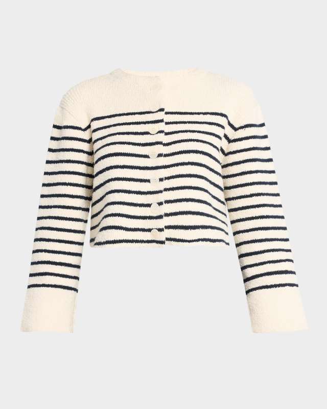 Faye Striped Boucle Crop Cardigan
